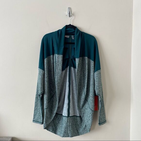 NWT-ZELLA-RELAXED Fit Cool Down Two Tone Cocoon Draped Active Cardigan - Picture 2 of 16